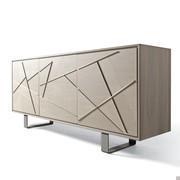 Chiba design buffet with decorated doors available in grey or natural walnut finish