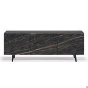 Metropol modern sideboard with ceramic doors by Cattelan, in matt Portoro Keramik stone finish