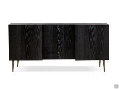 City sideboard by Cantori with doors and structure in black ash-wood finish