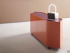 Resilient low sideboard with a 200 cm width and 4 doors, inspired by the design of the Pirelli Sky Scraper by Giò Ponti