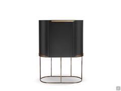 Sideboard cabinet with high feet Oasi by Cantori, matte black lacquer with bronze frame