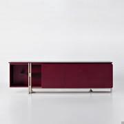 Apotema modern sideboard with leather panels and open compartments