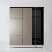 Apotema modern cupboard with leather panels and open compartments