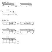 Wooden sideboard with glass top Kaen - Model and Measurements (cm 226,8 - 258,8)