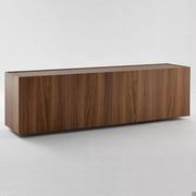 Minimal sideboard with low feet manufactured in a Canaletto walnut finish