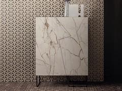 Doppler K cupboard by Bonaldo with asymmetric doors in ceramic stone