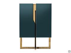 Tall lacquered sideboard with cross base Mirage by Cantori in oil version, with light bronze base BQCH