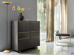 Wooden living room sideboard Fly with flap doors, hinged doors and drawers