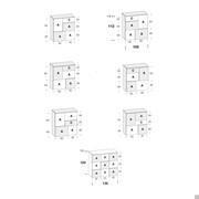 Available schemed and measurements of the models available for Georgia cupboard