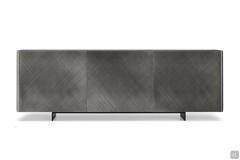 Maia modern sideboard with metal feet, top and doors in brushed bronze