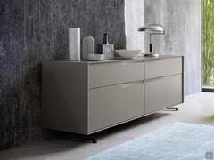 Maine lacquered sideboard with recessed grip, base with shaped feet