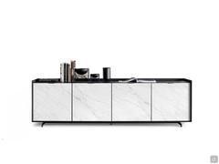 Elegant sideboard Columbus Ceramic in the 4-door model with ceramic Statuarietto fronts