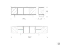 Aira elegant sideboard with porcelain stoneware and glass doors - scheme of the measurements