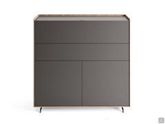 Columbus High 122 cm width with walnut frame and brown lacquered fronts