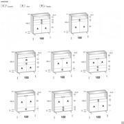 Drawings and dimensions sideboard - width 122 cm with open compartment and glass top