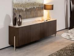 Clivia's three-quarter view of the living room sideboard standing on high metal feet