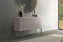 Oyster lacquered sideboard with high metal base