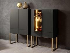 Oyster modern bar cabinet with doors and drawers with 10:10 matte lacquered anthracite fronts