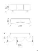 Modern sideboard with curved sides Blues by Cattelan - dimensional scheme with detail of door opening