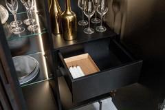 Detail of the internal drawer in black MDF