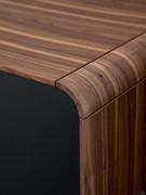 Details of the rounded corners obtained from a single curved veneer wood panel