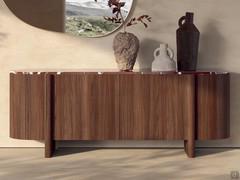 Dafne curved wooden sideboard with high-quality marble top