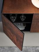 Corten-effect wood sideboard Blush by Bonaldo with four doors with two compartments and two shelves