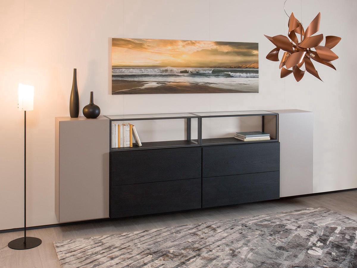 FreeHand wall-mounted sideboard with a metal open shelf