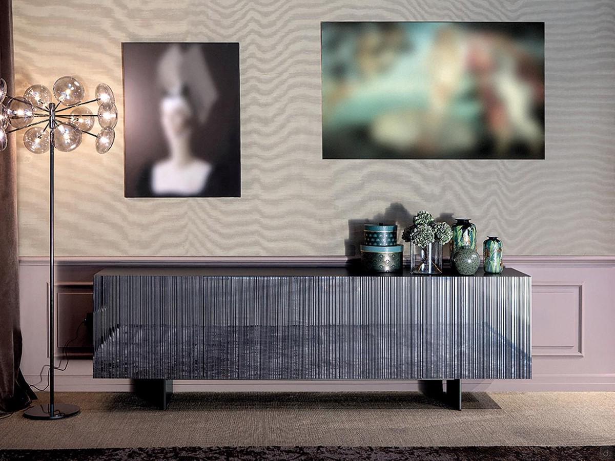 Barcode modern sideboard with mirrored doors