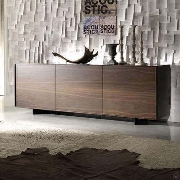 Oxford three-door sideboard by Cattelan with wooden fronts and lacquered structure