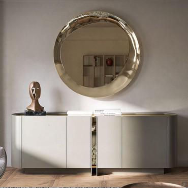 Dynasty modern sideboard with marble-effect glass top by Cattelan