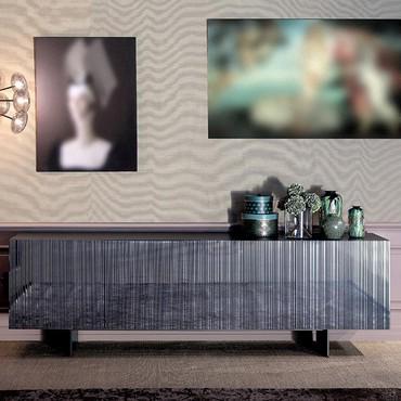 Barcode modern sideboard with mirrored doors