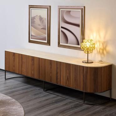 Design sideboard with fluted wooden doors Dune