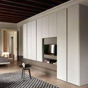 Hinged-door wardrobe with TV panel - with contrast between drawers and doors