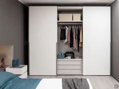 Oregon sliding door wardrobe in white ash 10 with Wood handles