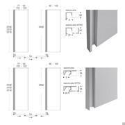 Scheme and Measurements specifications of the doors with full height recess grip of the sliding wardrobe Utah