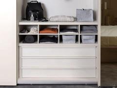 Internal chest of drawers with upper shirt rack