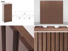 Flush wardrobe Daneb Lounge - Decoration "Plissé" with solid wood slats at 30°: mm 45 th.10