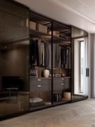 Sliding closet height 260 cm Rover Lounge High, also available with clear, smoked, lacquered or mirrored glass doors