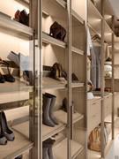 Hinged closet with glass doors Artemis Lounge equipped as a shoe rack thanks to the special shelves in the configurator