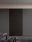 Example of Rover Lounge sliding closet with lacquered side doors and oak center door