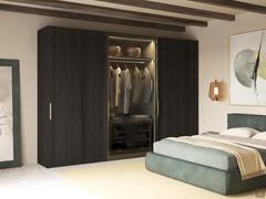 Sliding closet with groove handle Nadir Lounge Low, here in the version with central glass door