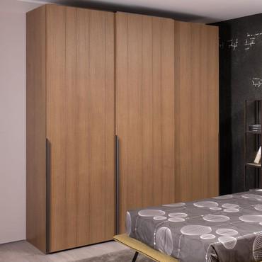 Land honeycomb wardrobe with wooden sliding doors