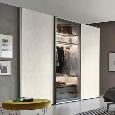 Alabama glass doors sliding wardrobe available in clear smoked finish