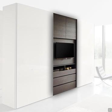 Wardrobe with TV panel - to be paired with other hinged or sliding-door elements from the Pacific collection