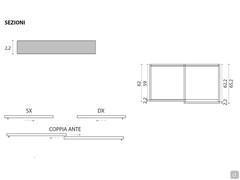 Detail of the depth of the Focus Wide sliding closet, with the useful interior dimensions, inner door and outer door