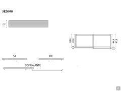 Detail of the depth of the Focus Wide sliding closet, with the useful interior dimensions, inner door and outer door