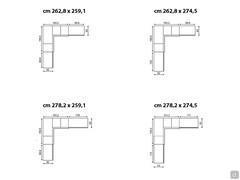 Overall dimensions and internal partitioning of Wide sliding corner cabinets with a standard depth of 62 cm