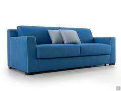 Hector sofa bed entirely covered in a blue fabric with contrasting profiles in a light blue pastel colour