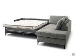 Litchis sofa bed with dormeuse and side element with open bed and 160 cm wide mattress